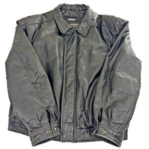 Wilsons Leather Black Bomber Jacket Men’s Size XL Full Zip 3M Thinsulate